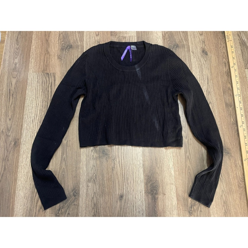 Seraphine Shirt, Womens Size 6, Black, Crop Top, Long Sleeve, Ribbed, Round Neck